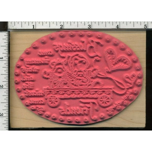 Lot/4 Hampton Art Wood Mount Rubber Stamps birthday teddies blessings holly S2 - Picture 7 of 9